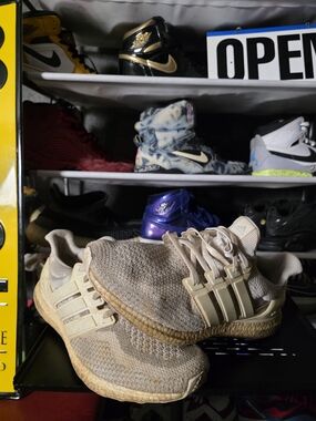 🔥 Men's adidas Size 14 Ultra Boost Beige Knit Sneakers Hot!